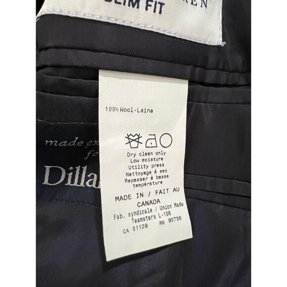 Ralph Lauren Slim Fit Blazer 38R Navy Micro Check  Sport Coat Men Wool Canada - Picture 10 of 11